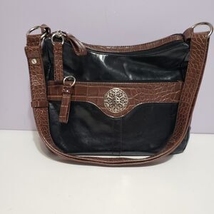 Giani Bernini Black Brown Patent Leather Hand Bsg Purse 8"×10"×3.5"